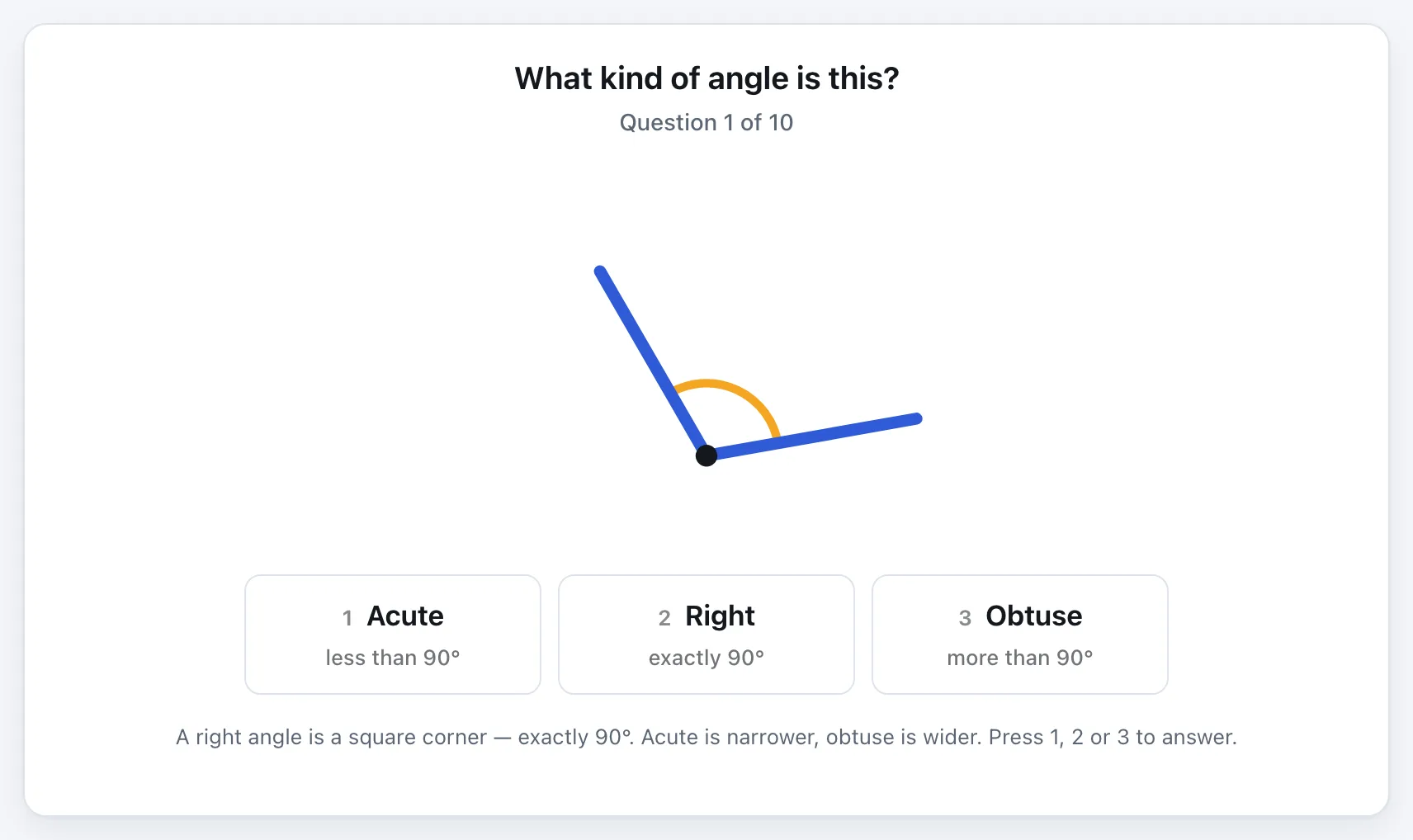 Acute, Right or Obtuse? gameplay
