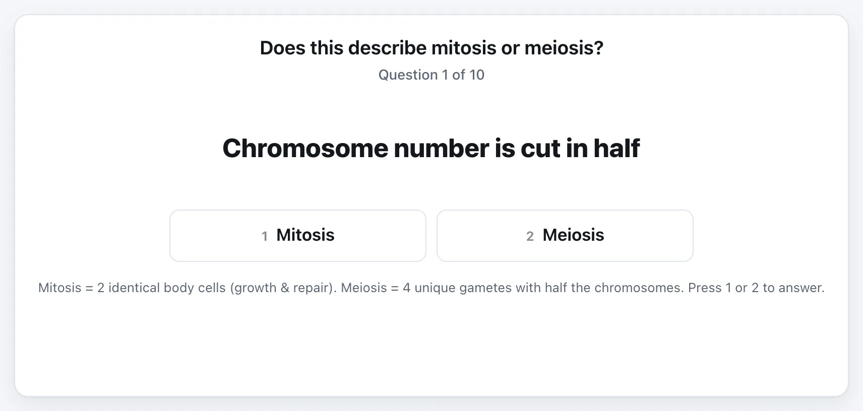 Mitosis or Meiosis? gameplay