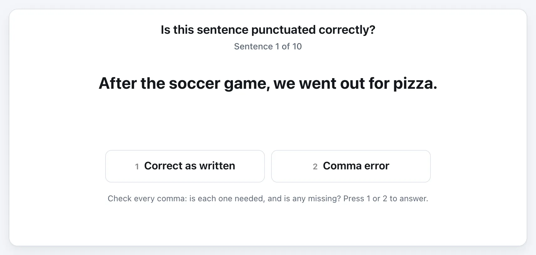 Comma or No Comma? gameplay