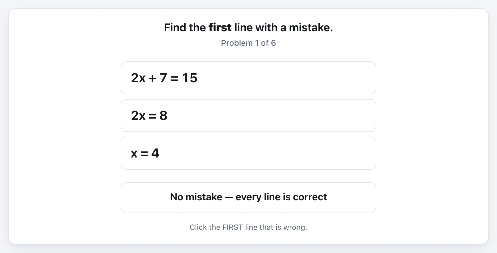 Solve It: Spot the Mistake gameplay