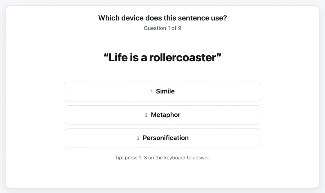 Simile, Metaphor or Personification? gameplay