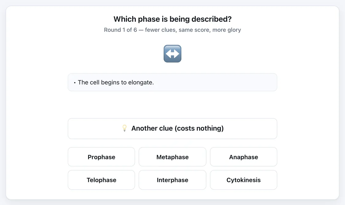 Mitosis: Name That Phase gameplay