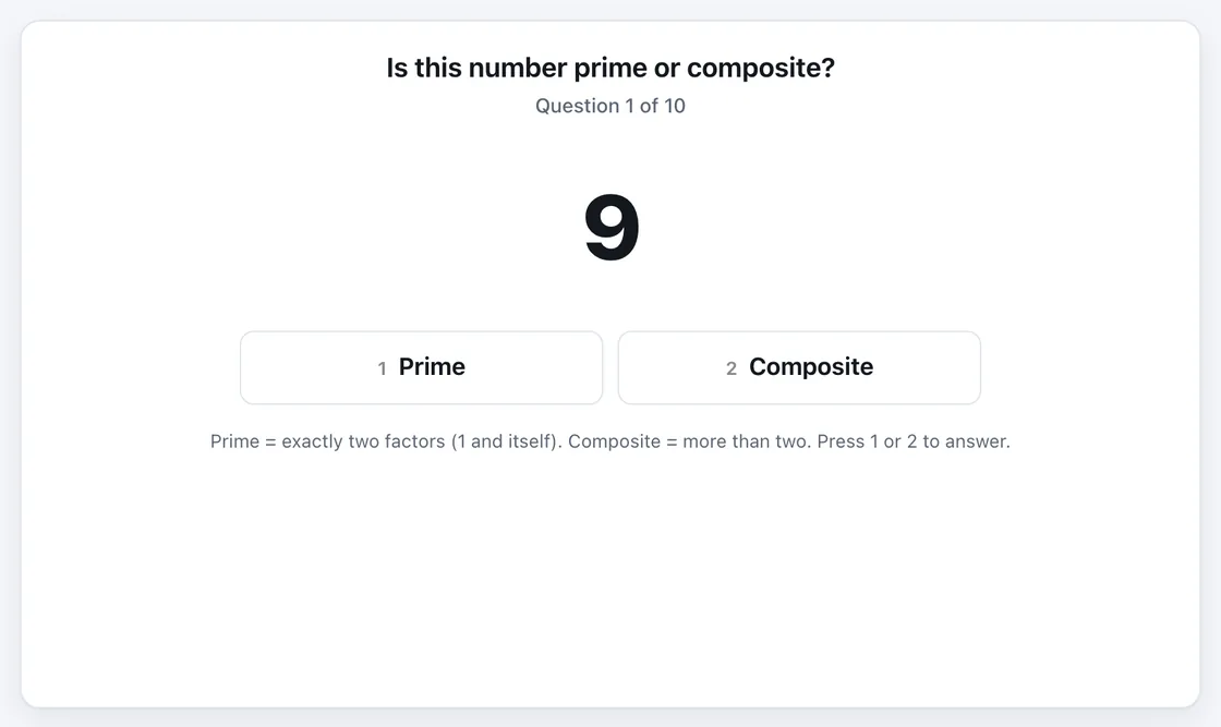 Prime or Composite? gameplay