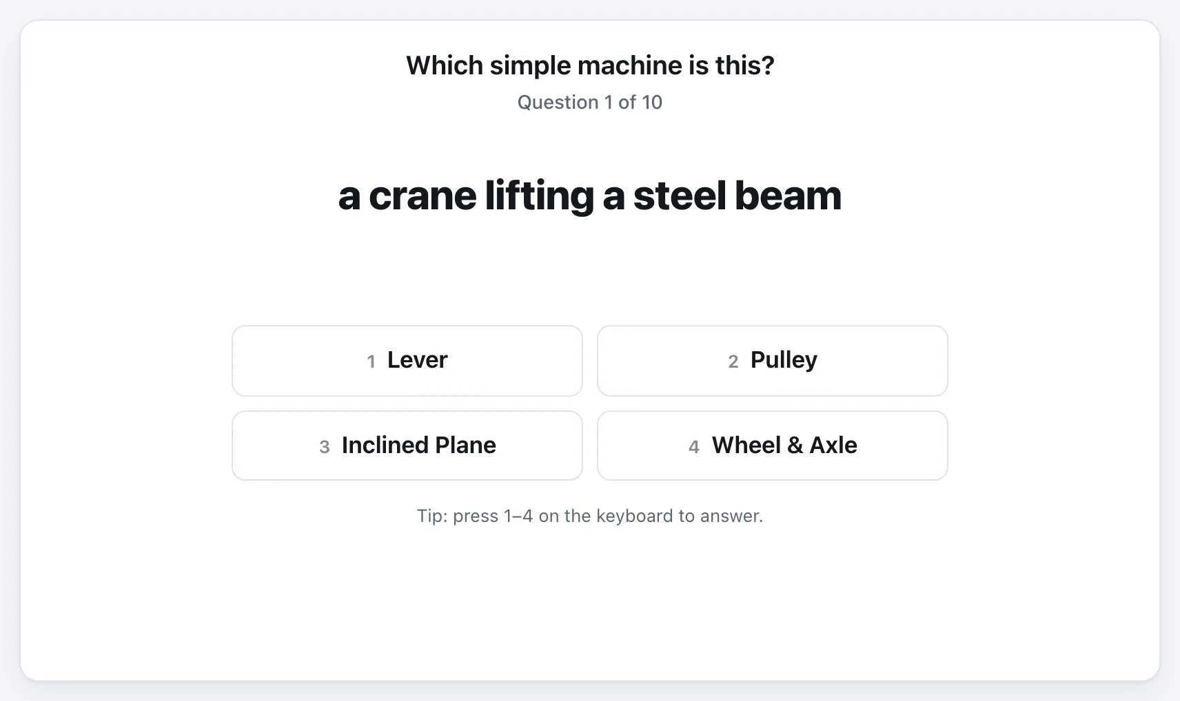Which Simple Machine? gameplay