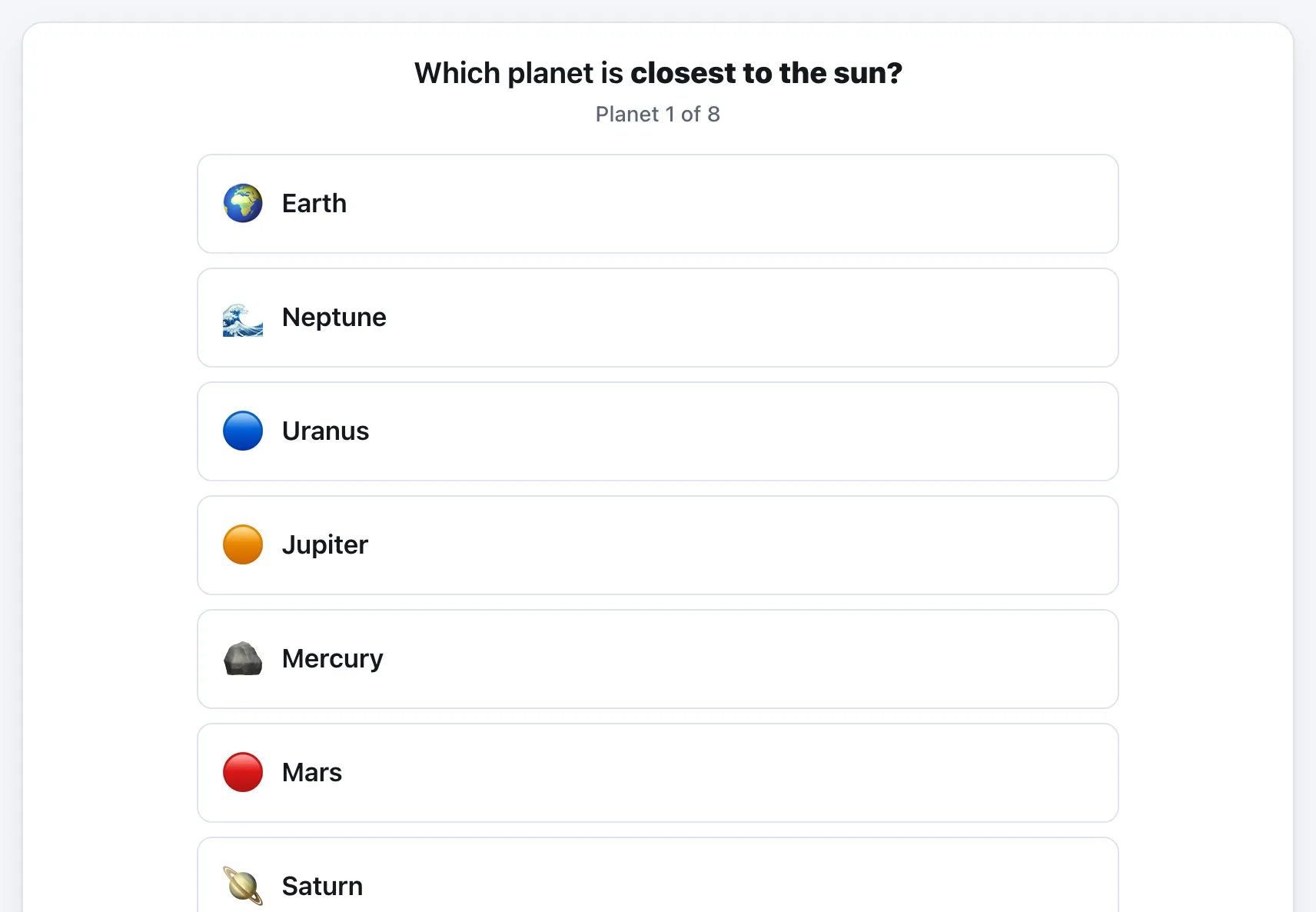 Order the Planets gameplay