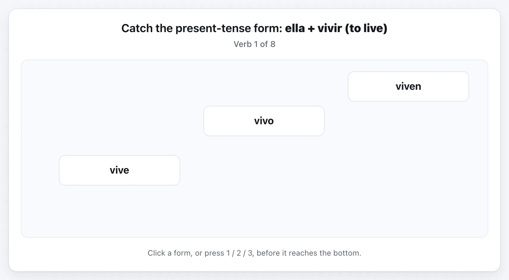 Spanish Verbs: Catch It gameplay