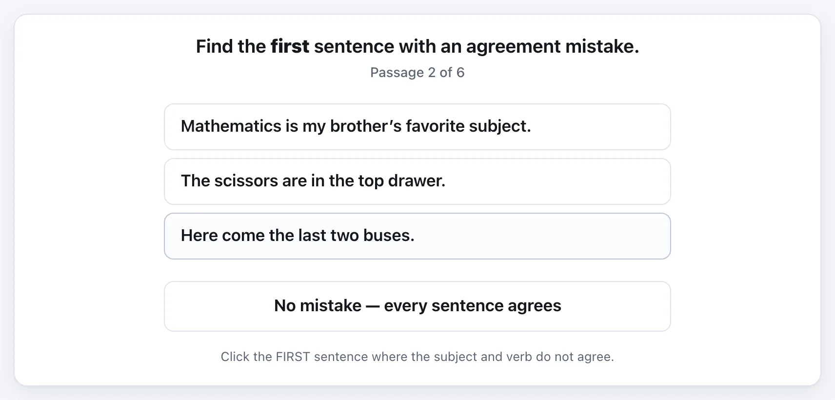 Subject-Verb Agreement gameplay