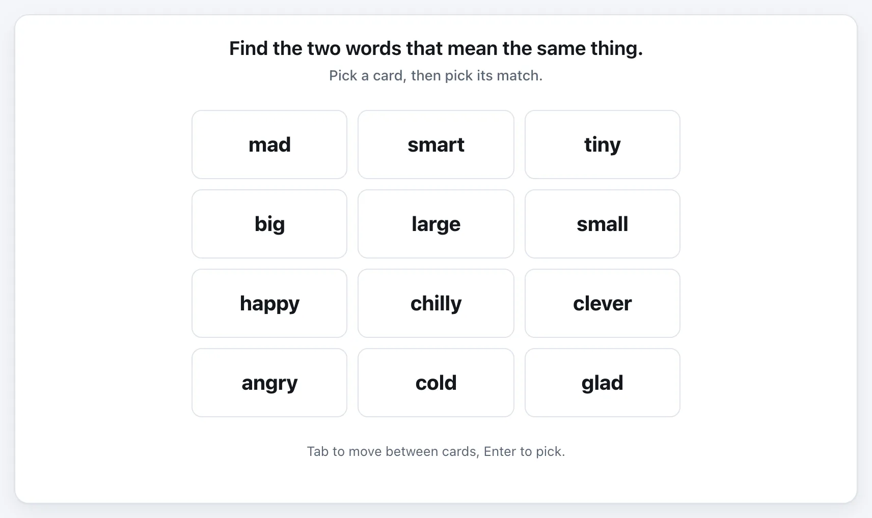 Synonym Match gameplay