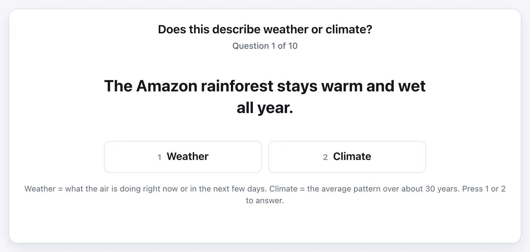 Weather or Climate? gameplay